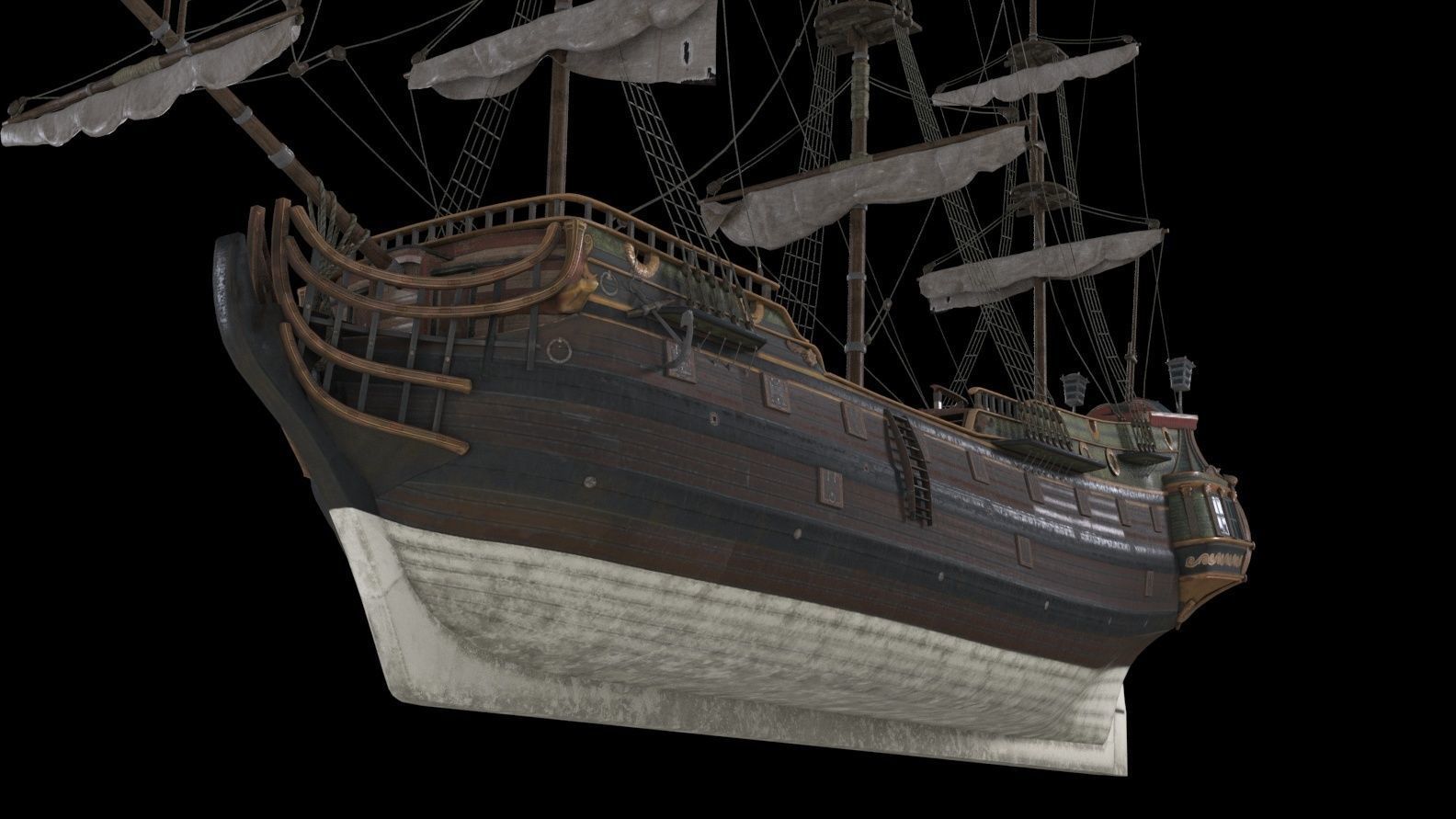 GALLEON SHIP PINNACLE Low-poly 3D model_3