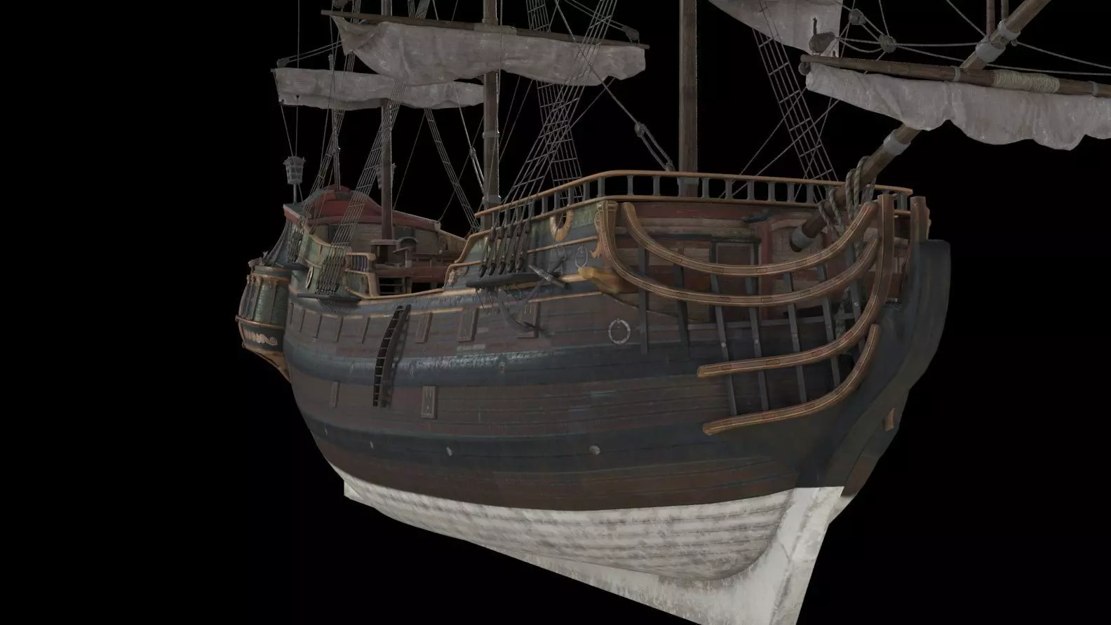 GALLEON SHIP PINNACLE Low-poly 3D model_0