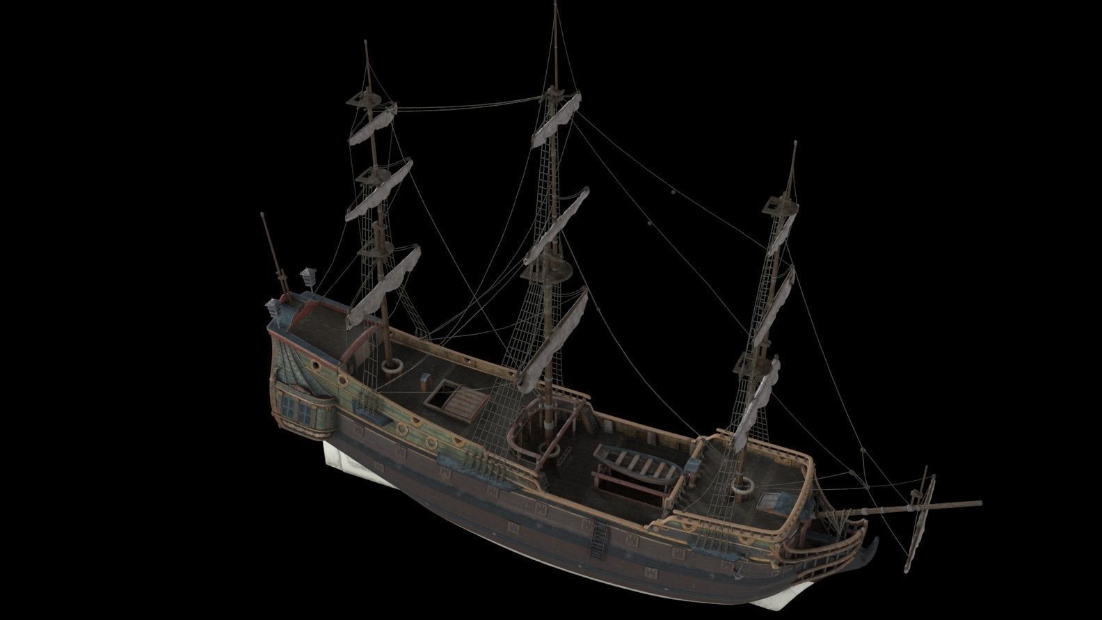 GALLEON SHIP PINNACLE Low-poly 3D model_4