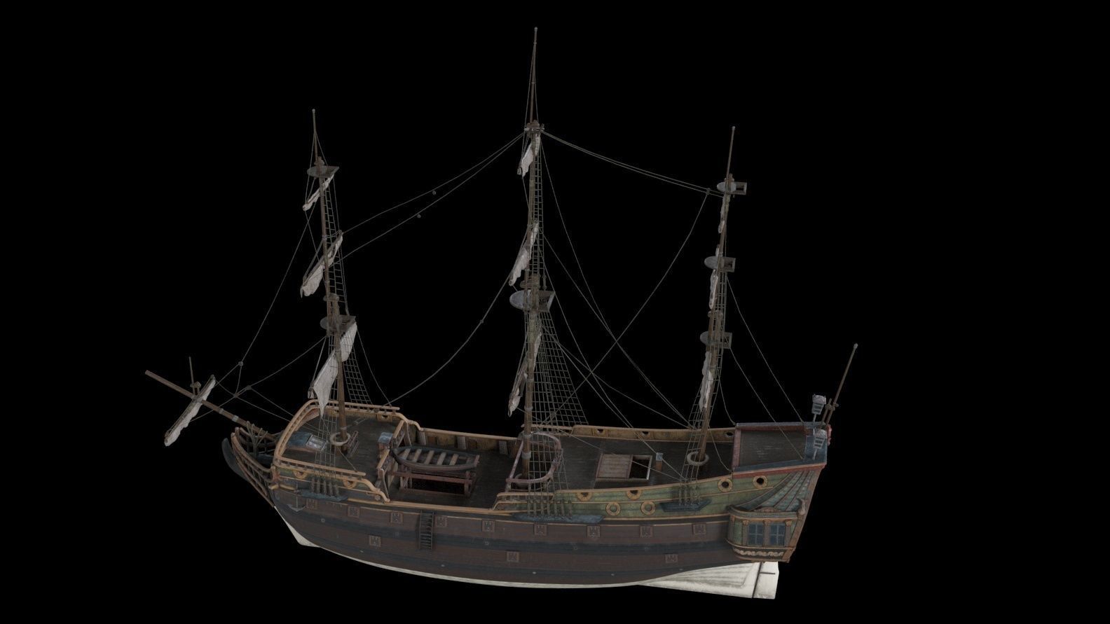 GALLEON SHIP PINNACLE Low-poly 3D model_6