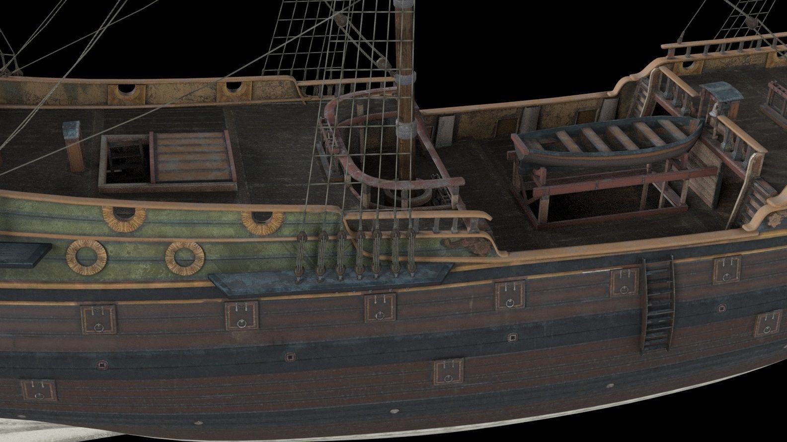 GALLEON SHIP PINNACLE Low-poly 3D model_2