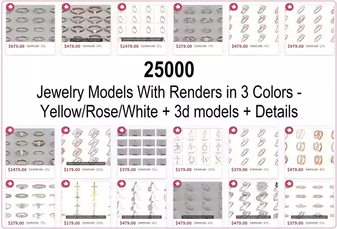 25000 Ring Earrings Pendant Bracelet Necklace Chains Jewelry