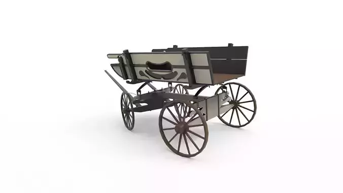 Horse cart Low-poly 3D model