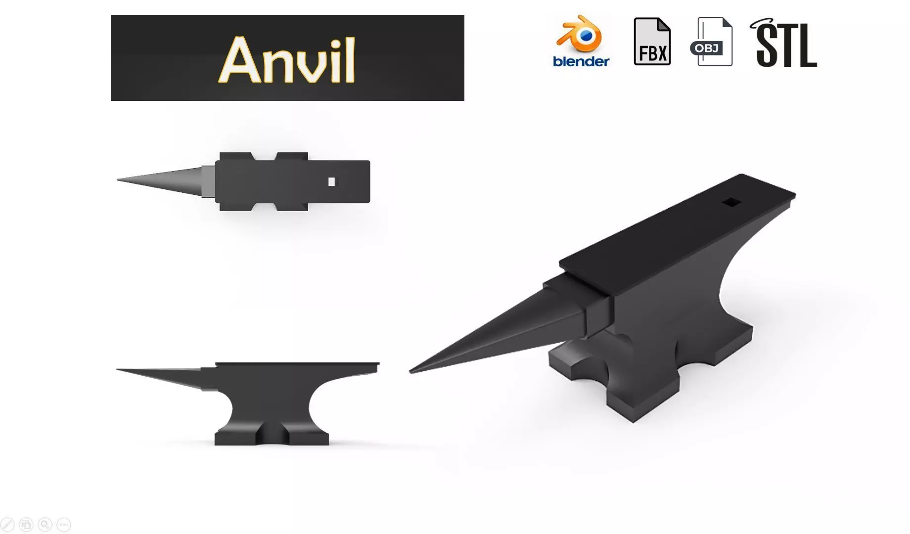 Anvil Low-poly 3D model_0