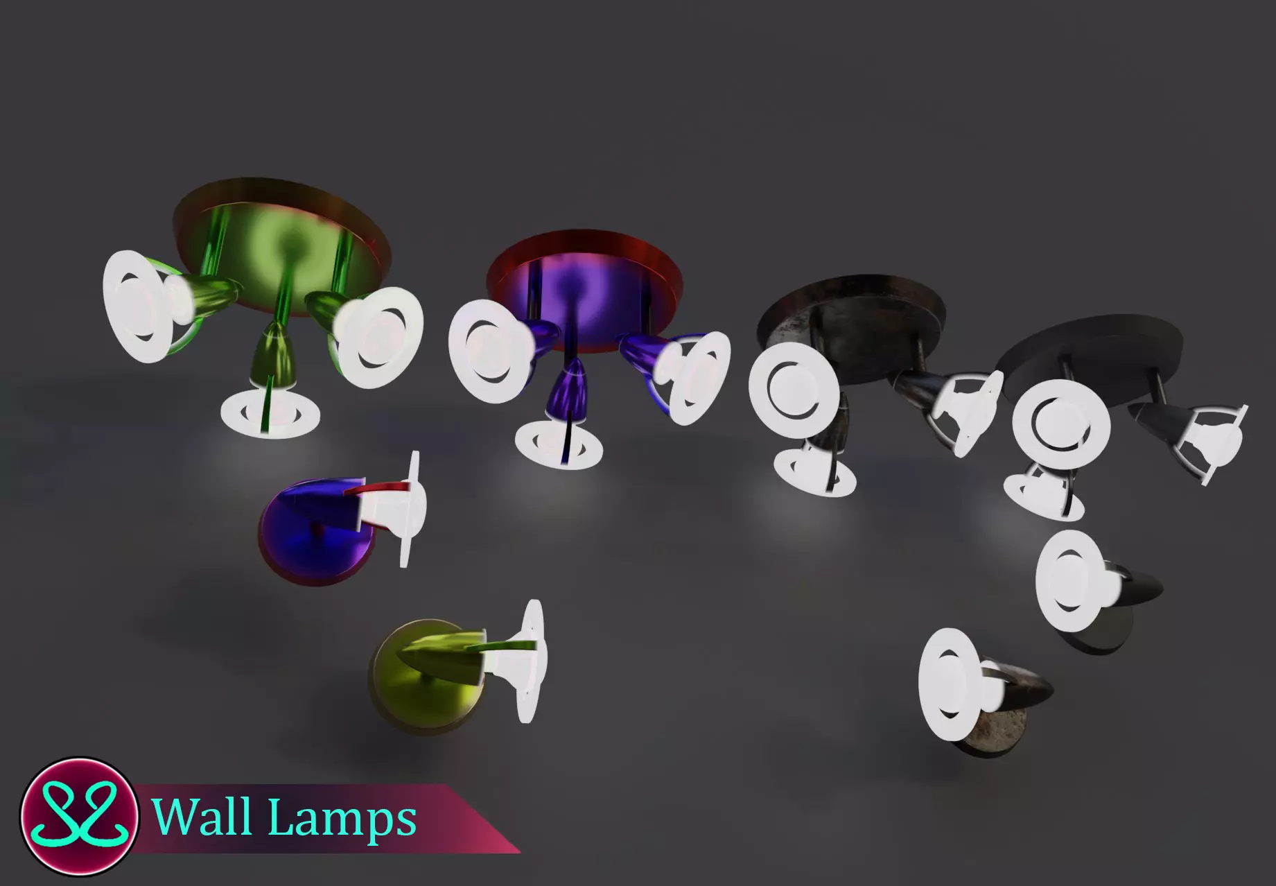 Awesome Wall Lamps Ceiling Lamps Lamp Pack Free low-poly 3D model