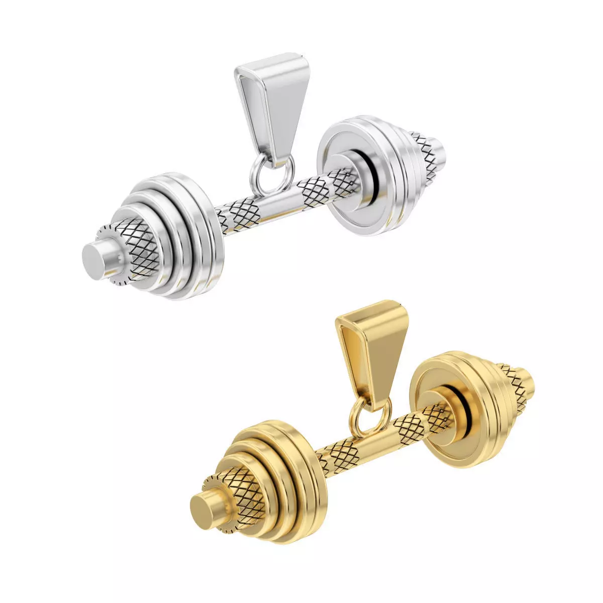 Necklace pendant sport barbell weight dumbbell 3D print model_0