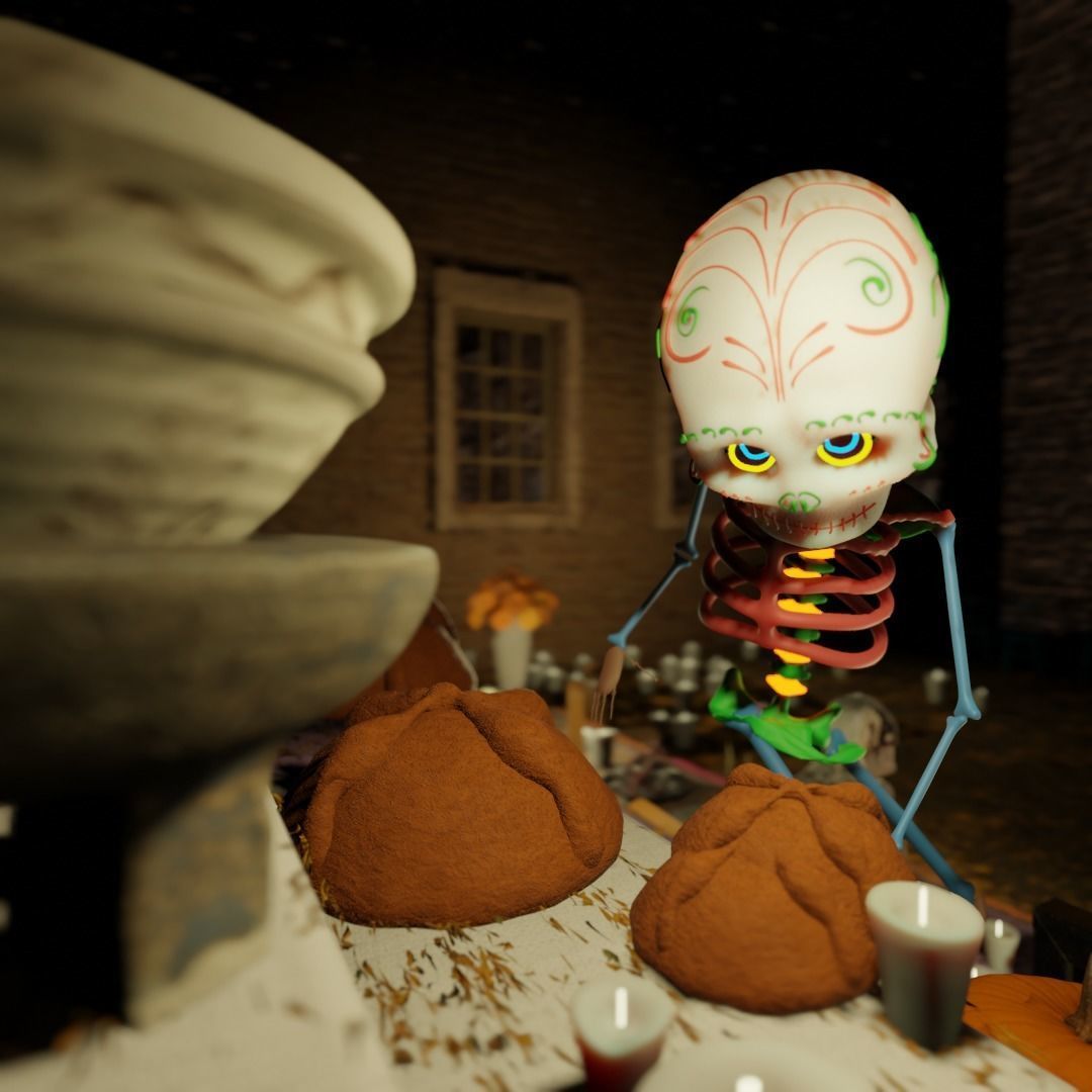 Pan de muerto Mexican 3D model_6