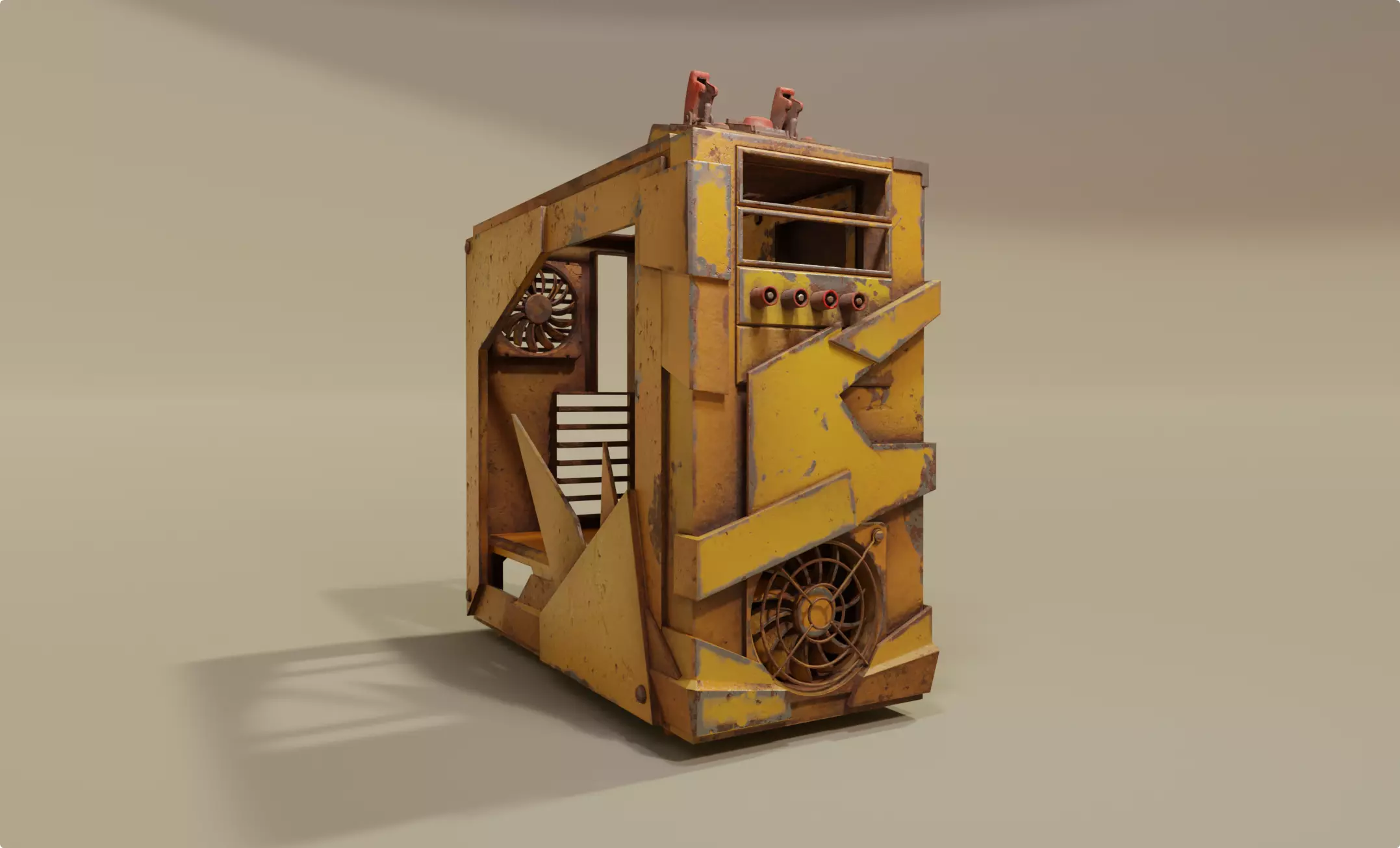 Custom pc case computer modding apocalypse rust  Low-poly 3D model_0