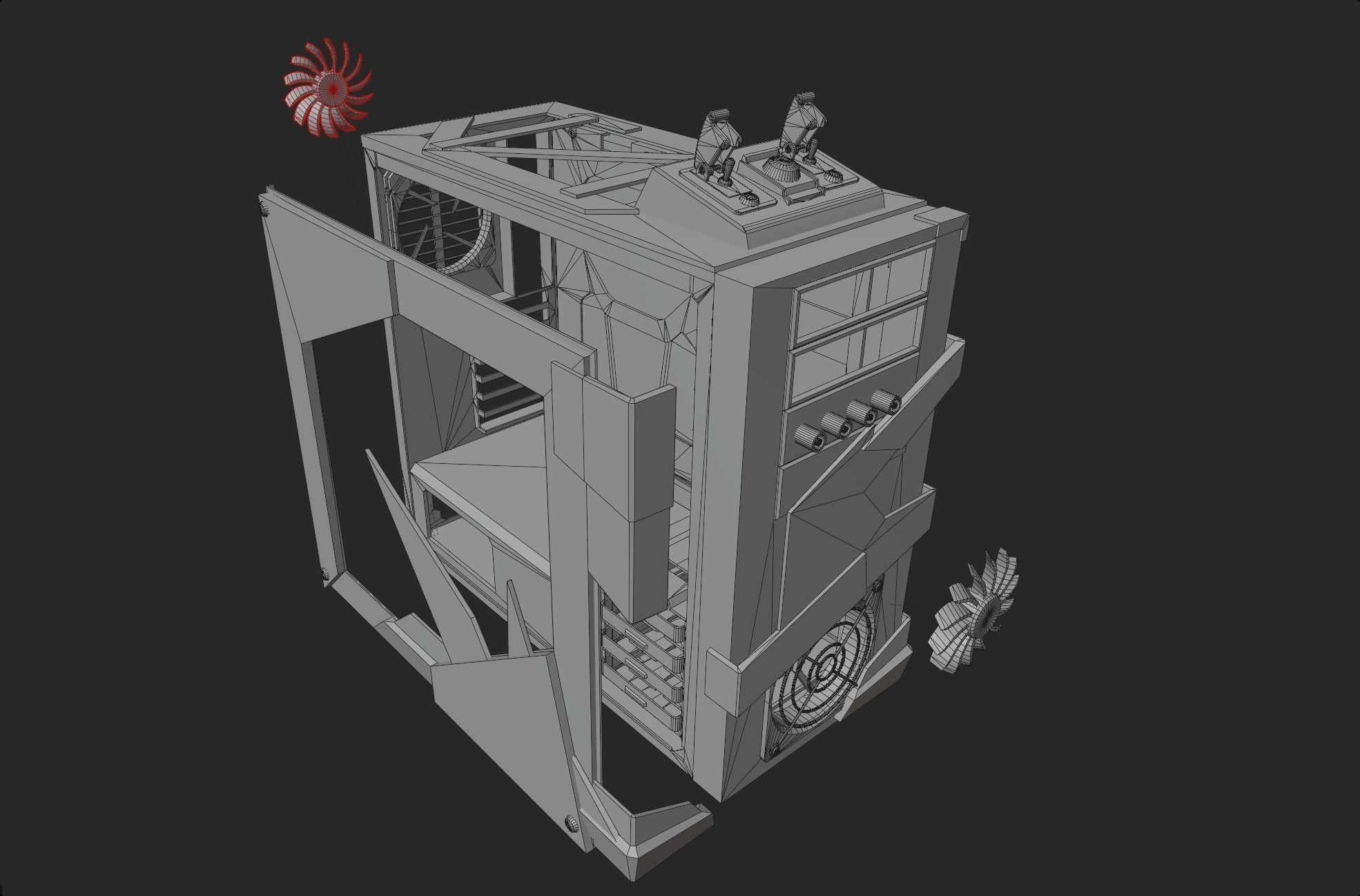Custom pc case computer modding apocalypse rust  Low-poly 3D model_15