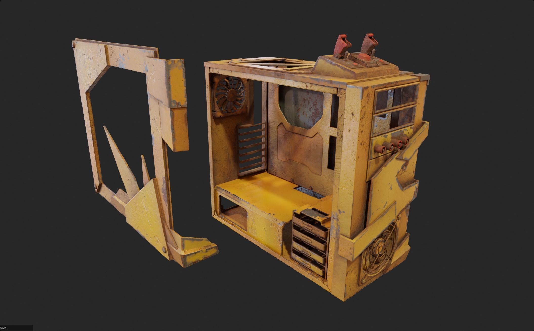 Custom pc case computer modding apocalypse rust  Low-poly 3D model_8