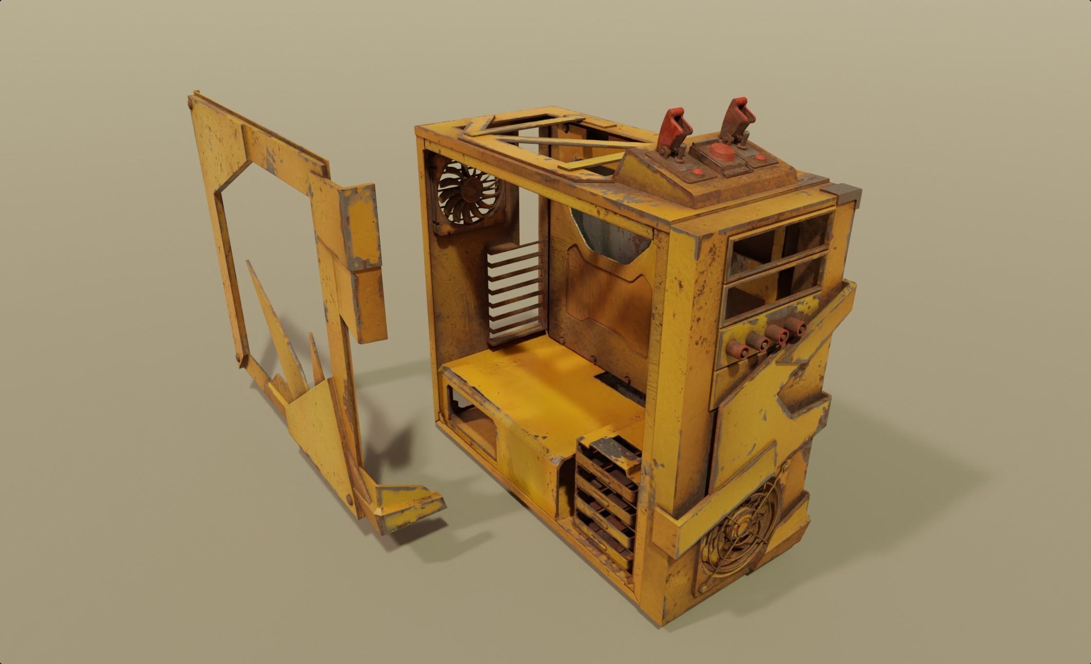 Custom pc case computer modding apocalypse rust  Low-poly 3D model_1