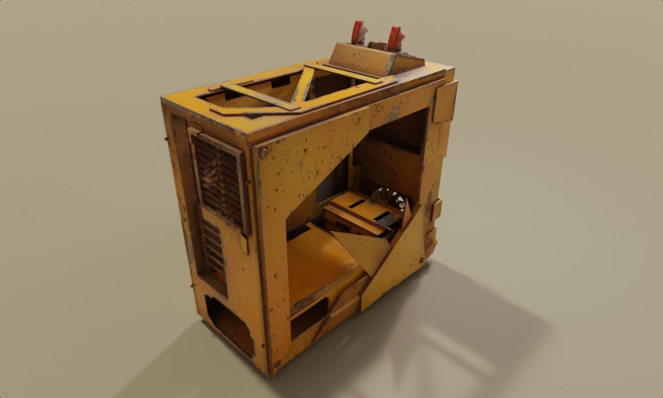 Custom pc case computer modding apocalypse rust  Low-poly 3D model_3