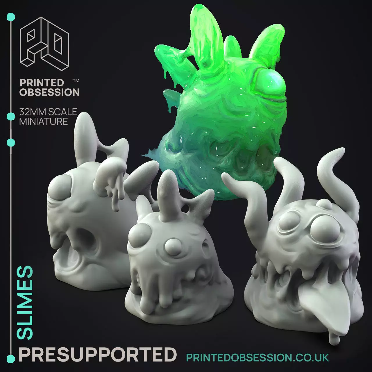 Slimes - 3D Printable TTRPG - PRESUPPORTED - 32mm Scale 3D print model