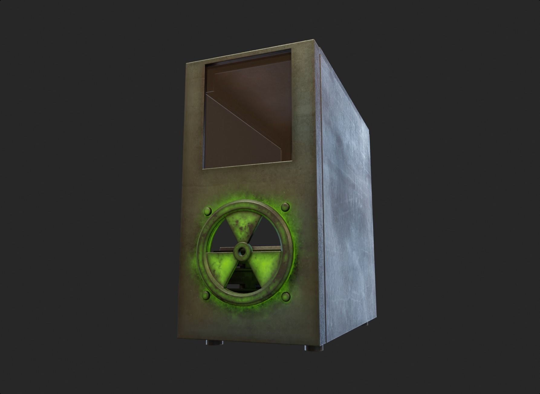 Custom pc case metal nuclear rust computer mod green Low-poly 3D model_3