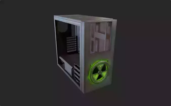 Custom pc case metal nuclear rust computer mod green Low-poly 3D model