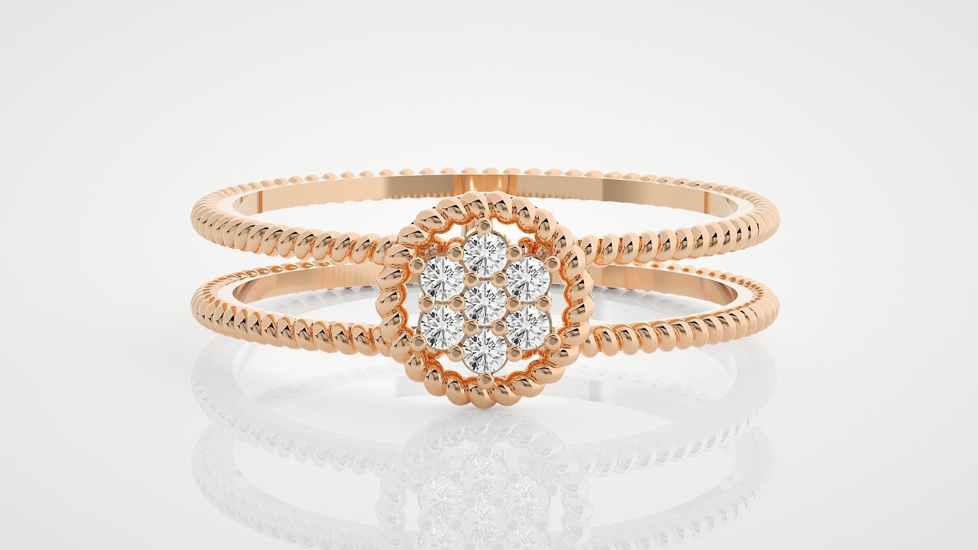 100 Ultra Light wt minimalist diamond ring 3dm stl renders 3D Model Collection_19