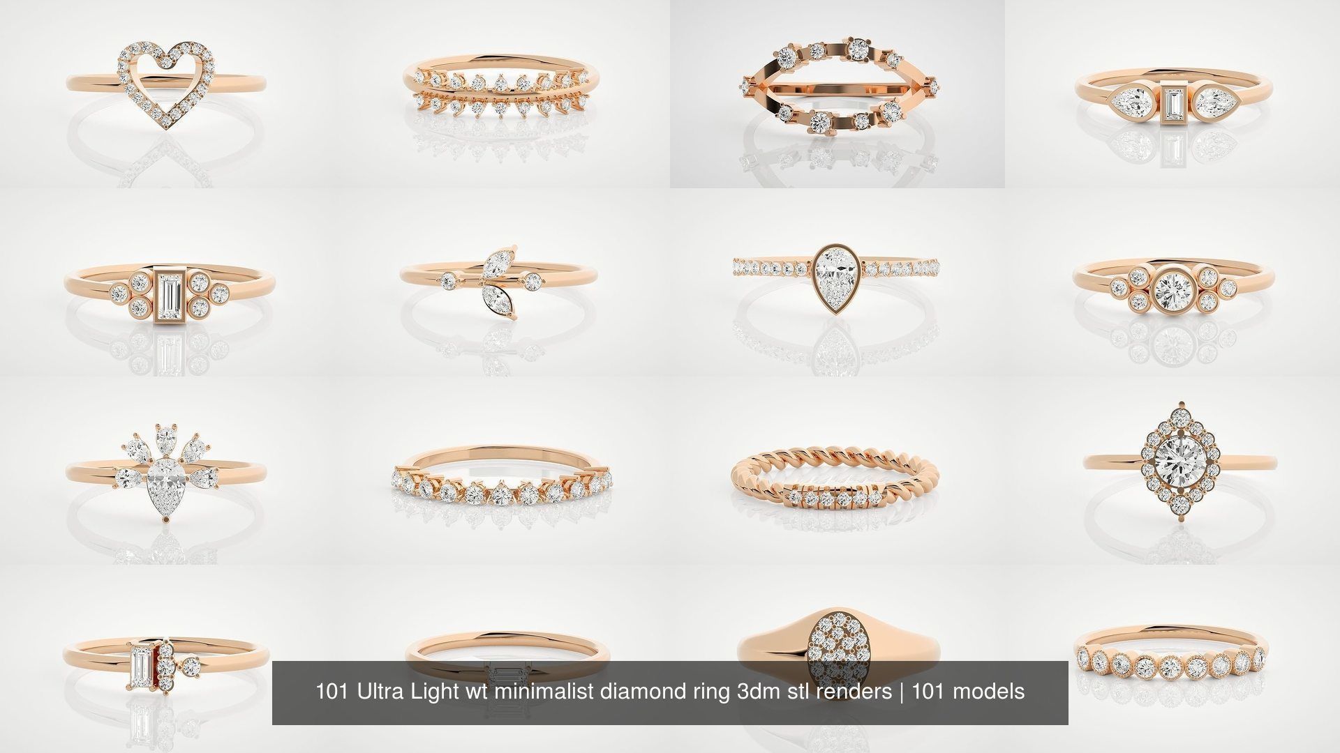 100 Ultra Light wt minimalist diamond ring 3dm stl renders 3D Model Collection_2