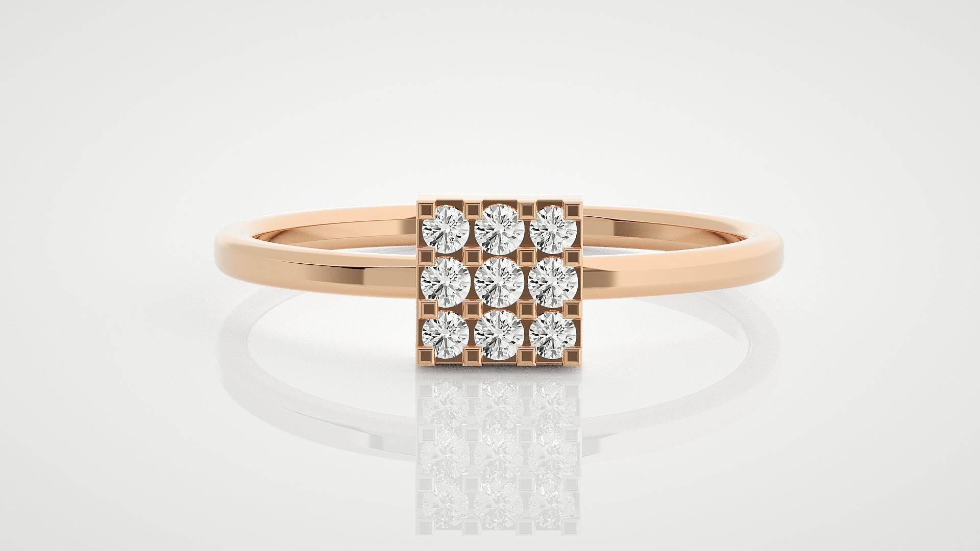 100 Ultra Light wt minimalist diamond ring 3dm stl renders 3D Model Collection_61