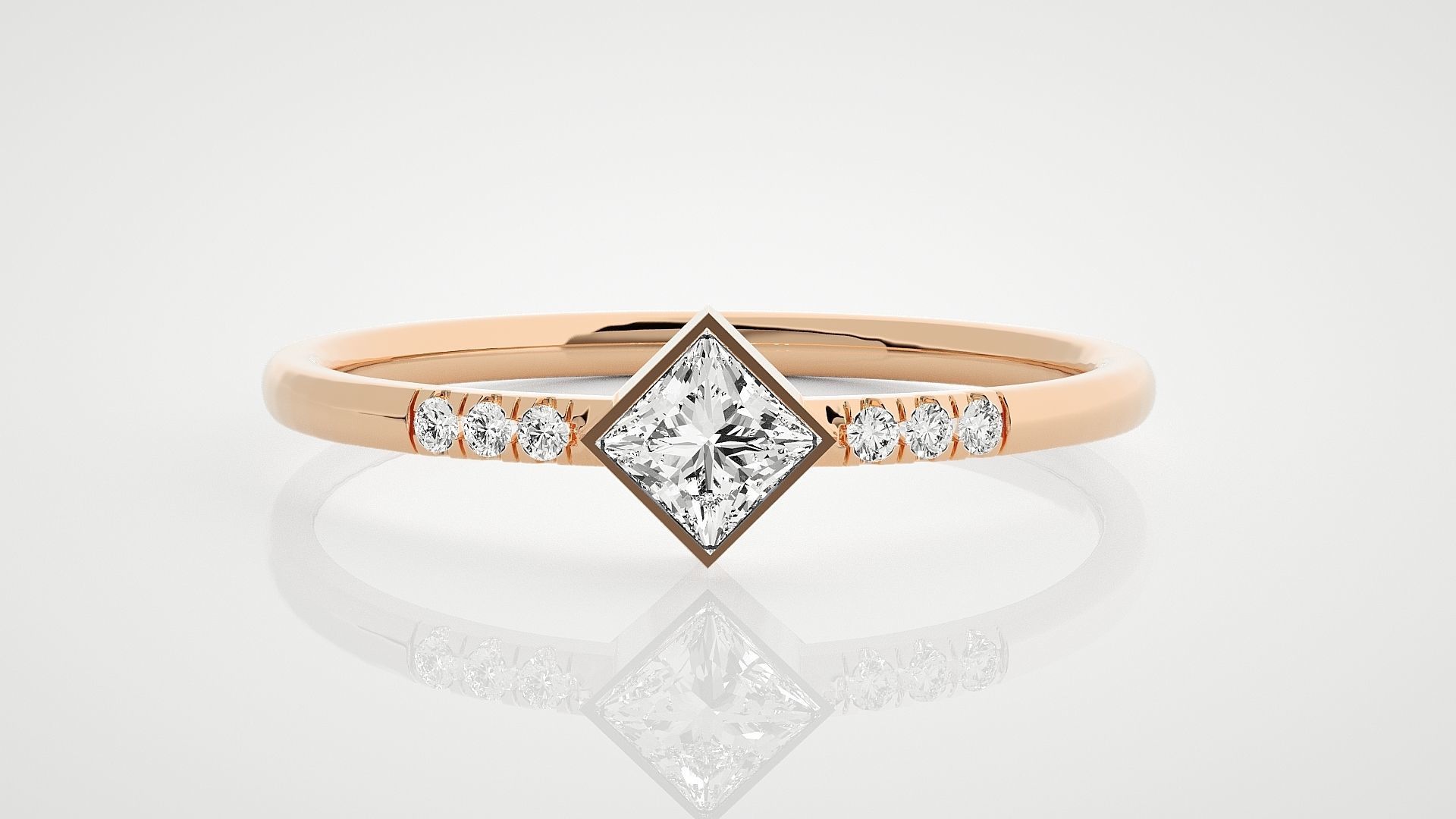 100 Ultra Light wt minimalist diamond ring 3dm stl renders 3D Model Collection_58