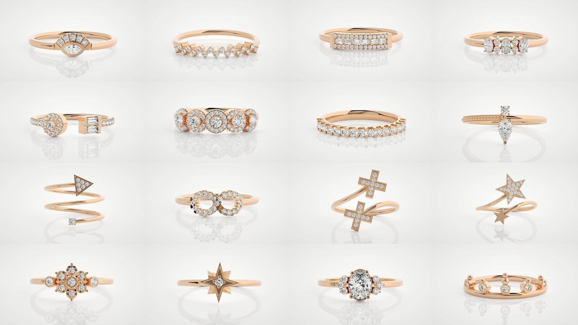 100 Ultra Light wt minimalist diamond ring 3dm stl renders 3D Model Collection_3