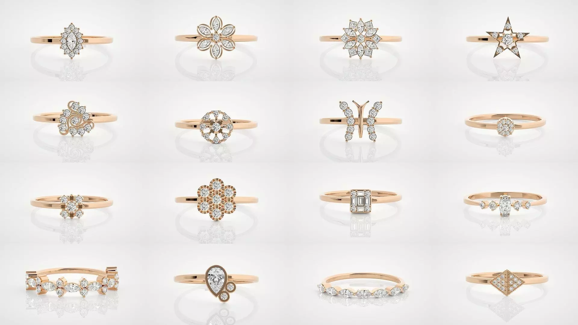 100 Ultra Light wt minimalist diamond ring 3dm stl renders 3D Model Collection_0
