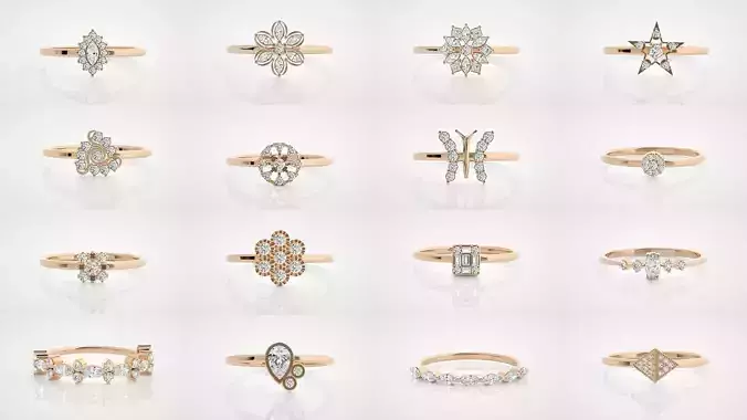 100 Ultra Light wt minimalist diamond ring 3dm stl renders 3D Model Collection