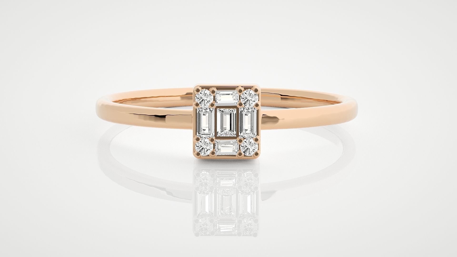 100 Ultra Light wt minimalist diamond ring 3dm stl renders 3D Model Collection_44