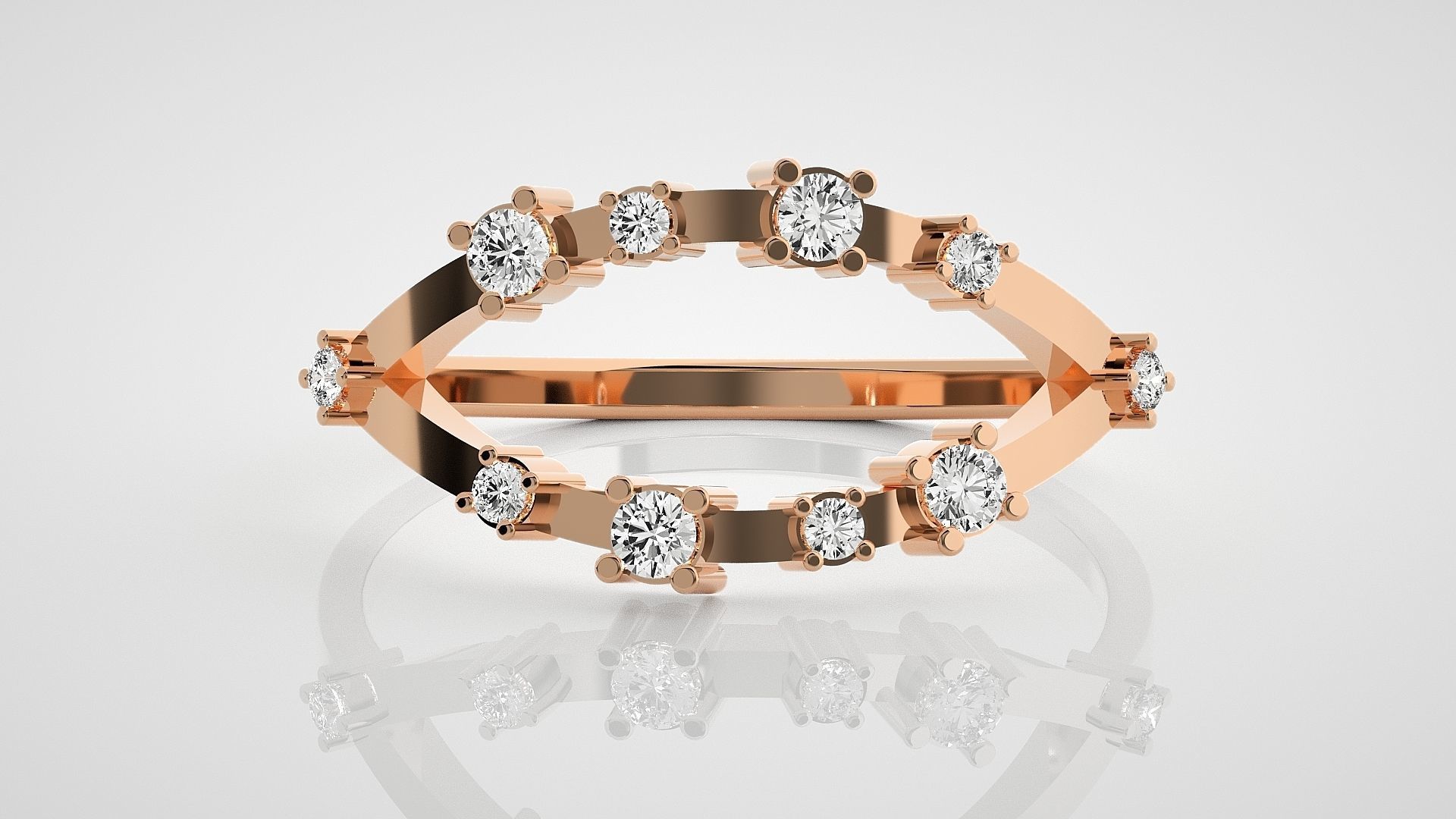 100 Ultra Light wt minimalist diamond ring 3dm stl renders 3D Model Collection_41