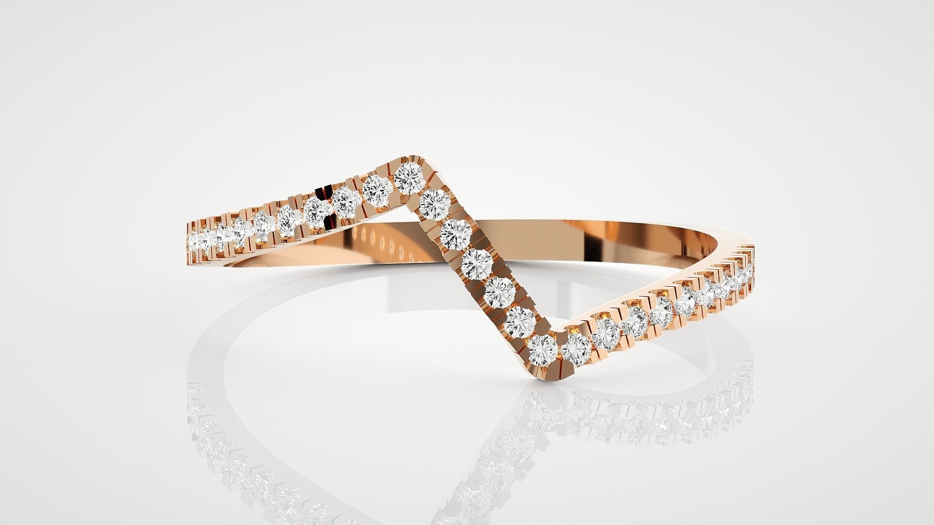 100 Ultra Light wt minimalist diamond ring 3dm stl renders 3D Model Collection_17