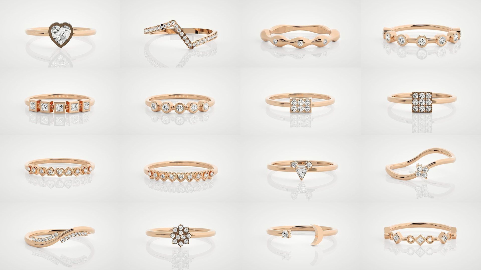 100 Ultra Light wt minimalist diamond ring 3dm stl renders 3D Model Collection_1