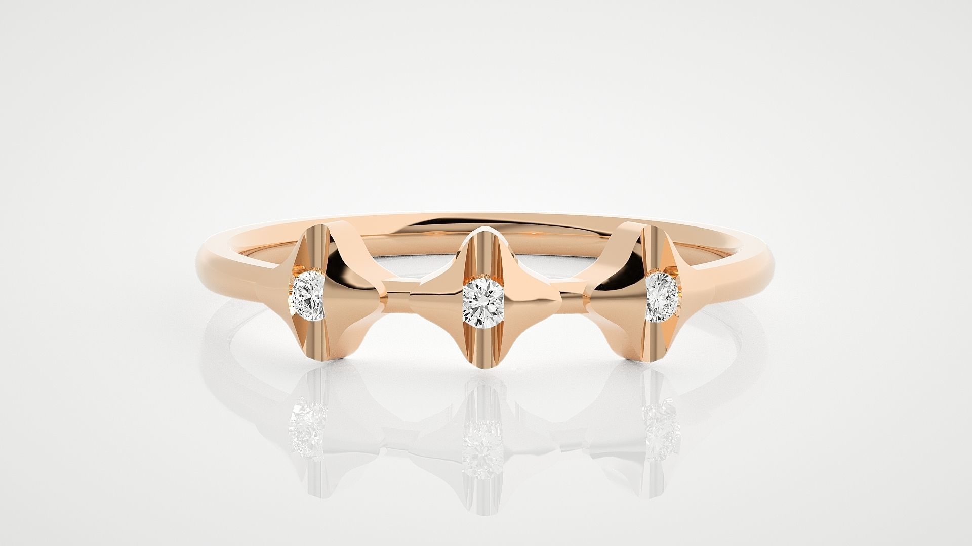 100 Ultra Light wt minimalist diamond ring 3dm stl renders 3D Model Collection_38