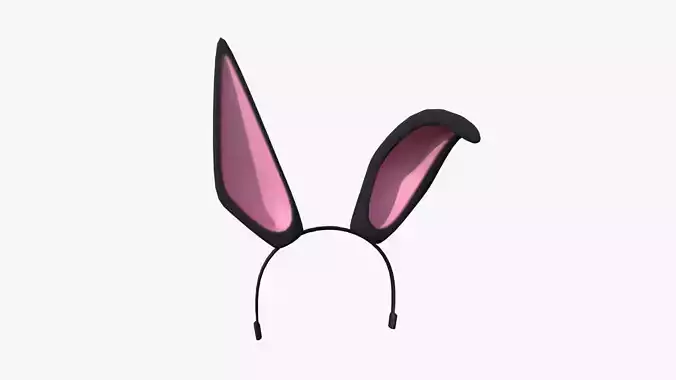 Furry Ears Tiara G01 Black - Headband Character Design Low-poly 3D model