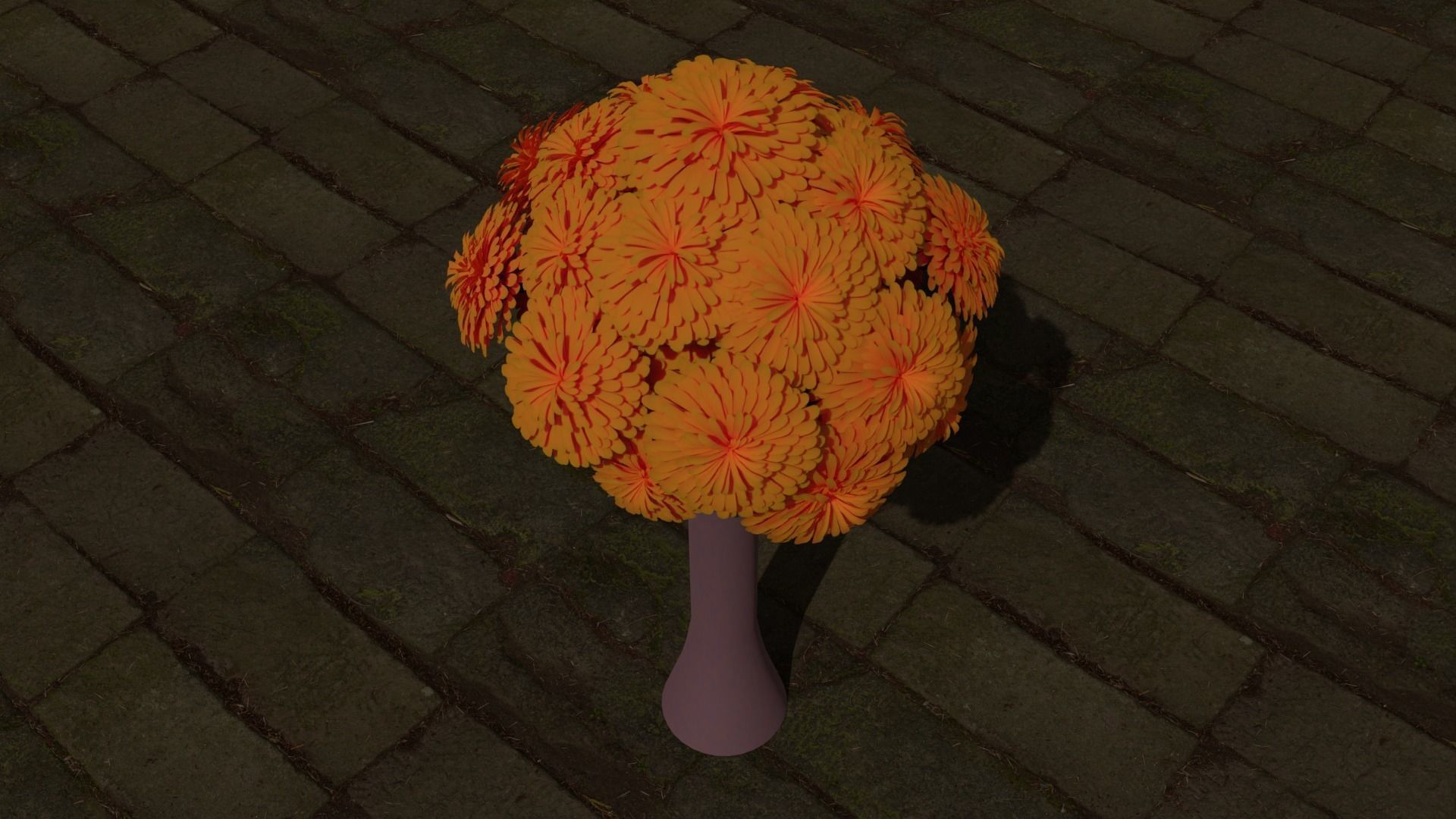 ramo de flores de cempasuchil 3D model_5