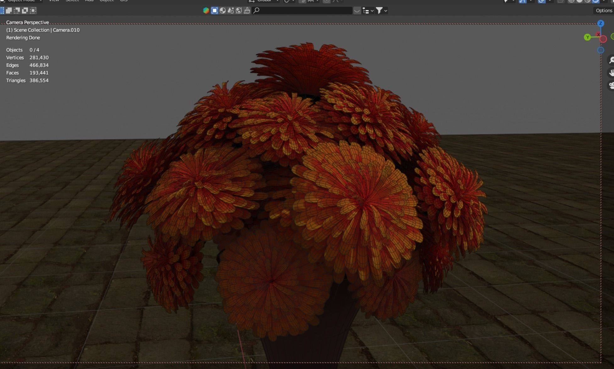 ramo de flores de cempasuchil 3D model_10