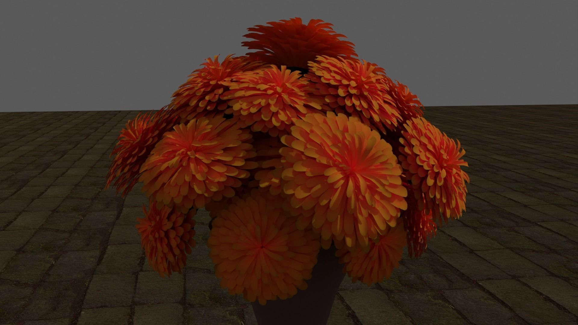 ramo de flores de cempasuchil 3D model_3