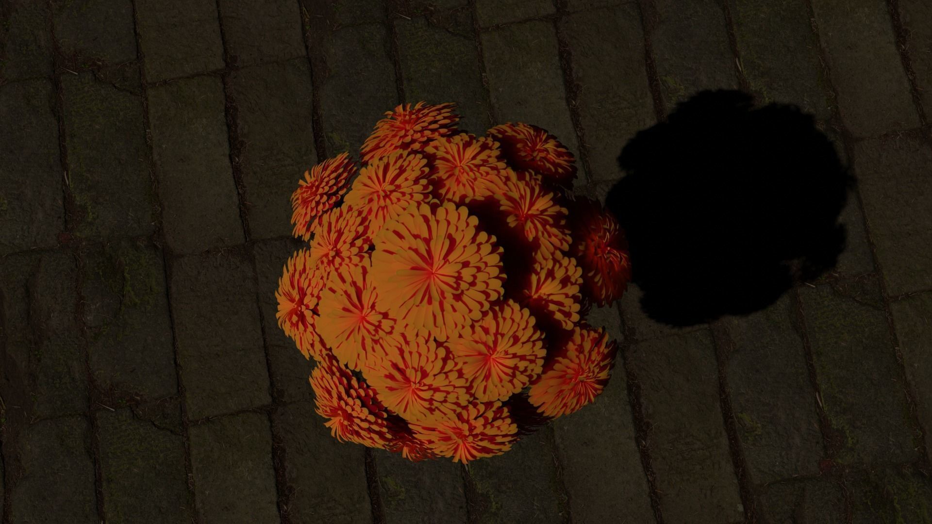 ramo de flores de cempasuchil 3D model_1