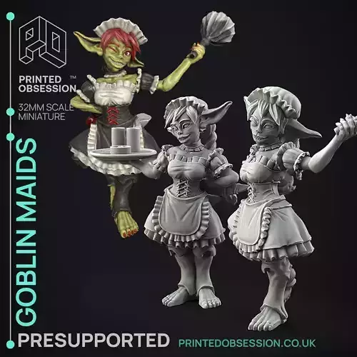 Goblin Maid - 3D Printable TTRPG - PRESUPPORTED - 32mm Scale 3D print model