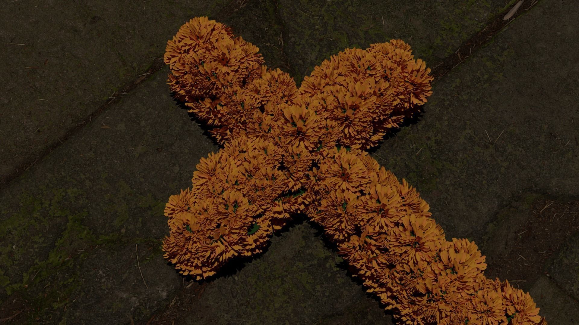 cruz de flores dia de muertos  cempasuchil 3D model_5