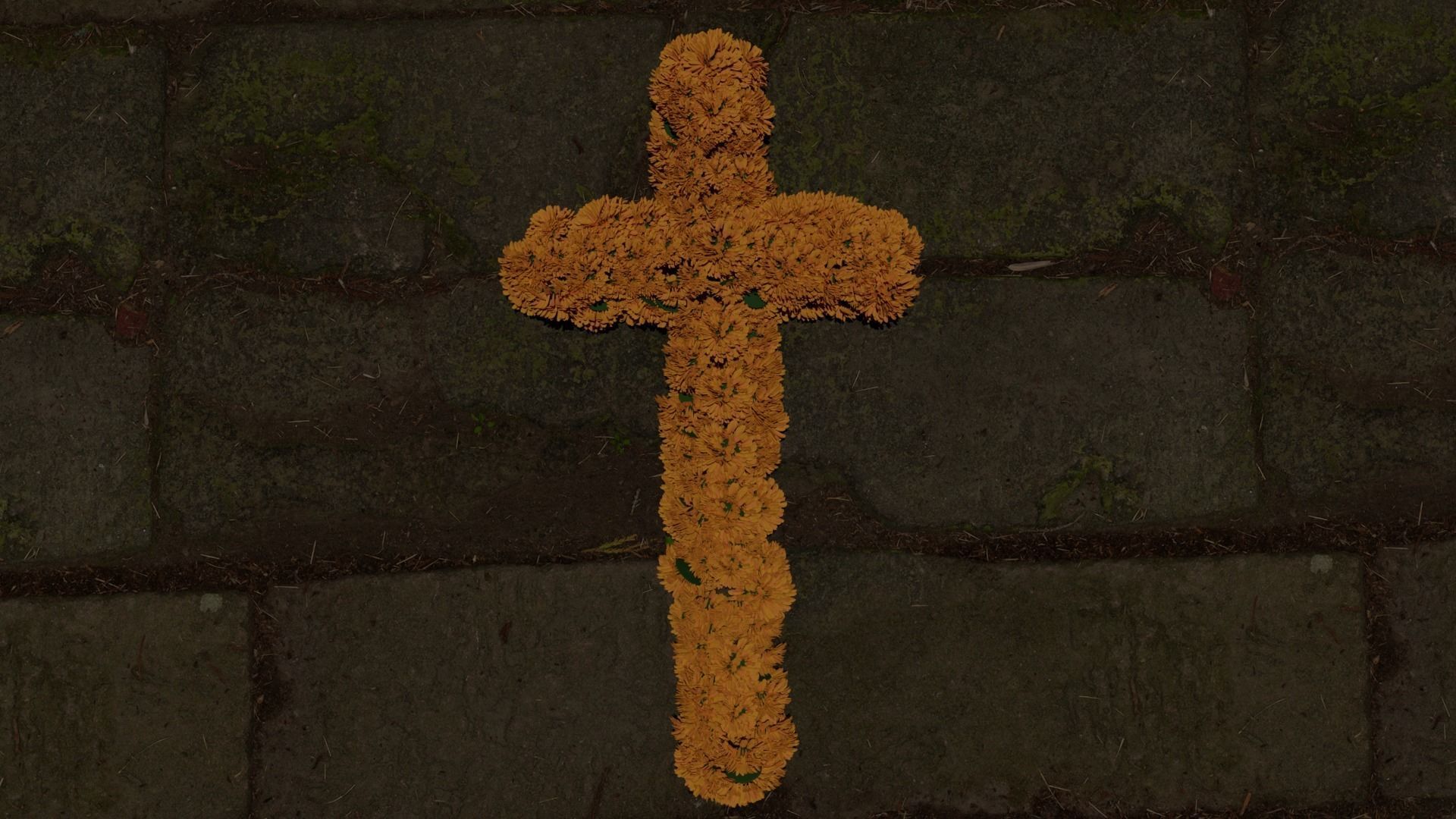 cruz de flores dia de muertos  cempasuchil 3D model_2