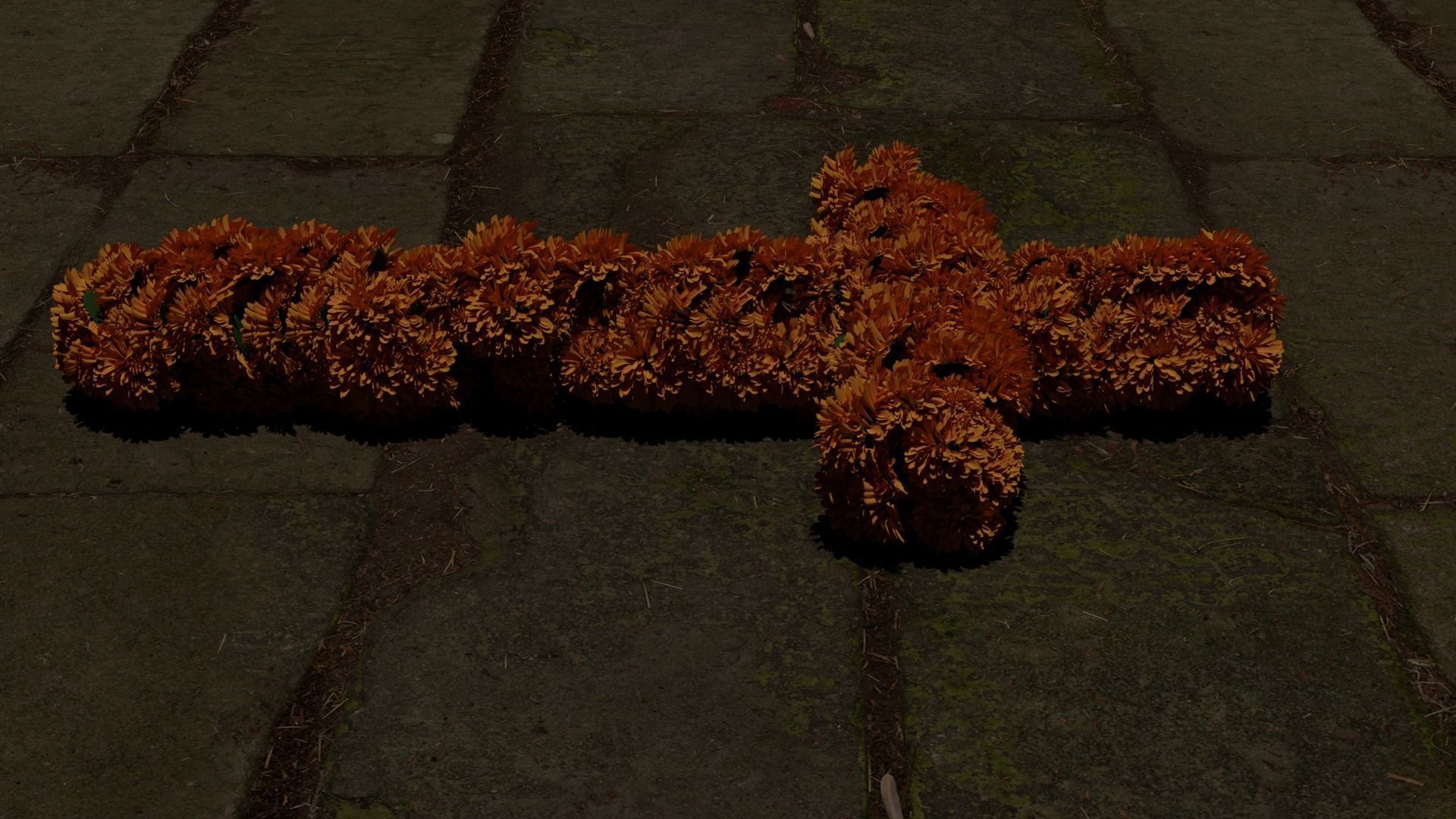 cruz de flores dia de muertos  cempasuchil 3D model_4