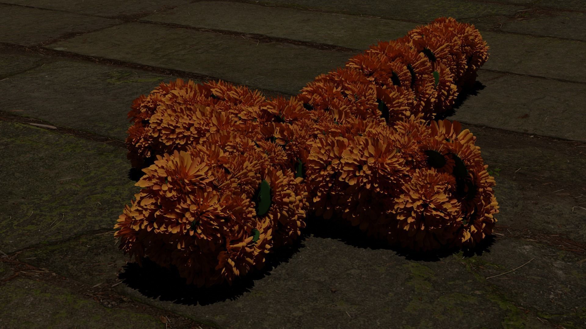 cruz de flores dia de muertos  cempasuchil 3D model_3