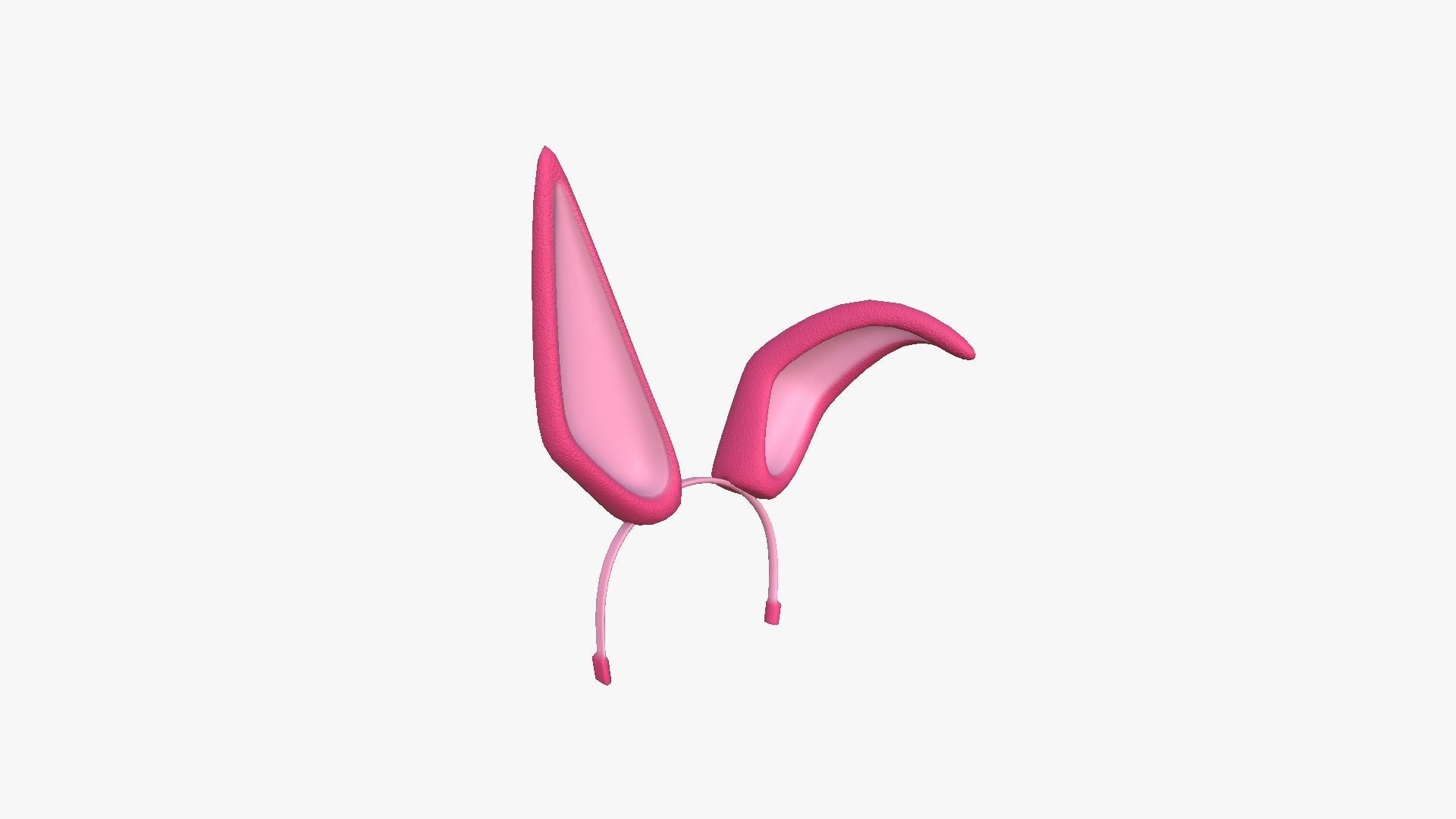 Furry Ears Tiara G02 Pink - Headband Character Design Low-poly 3D model_1