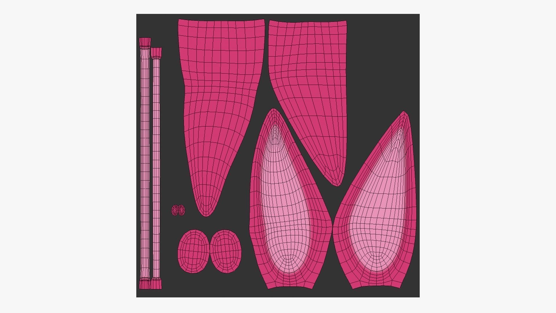 Furry Ears Tiara G02 Pink - Headband Character Design Low-poly 3D model_5