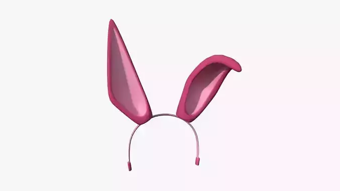 Furry Ears Tiara G02 Pink - Headband Character Design Low-poly 3D model
