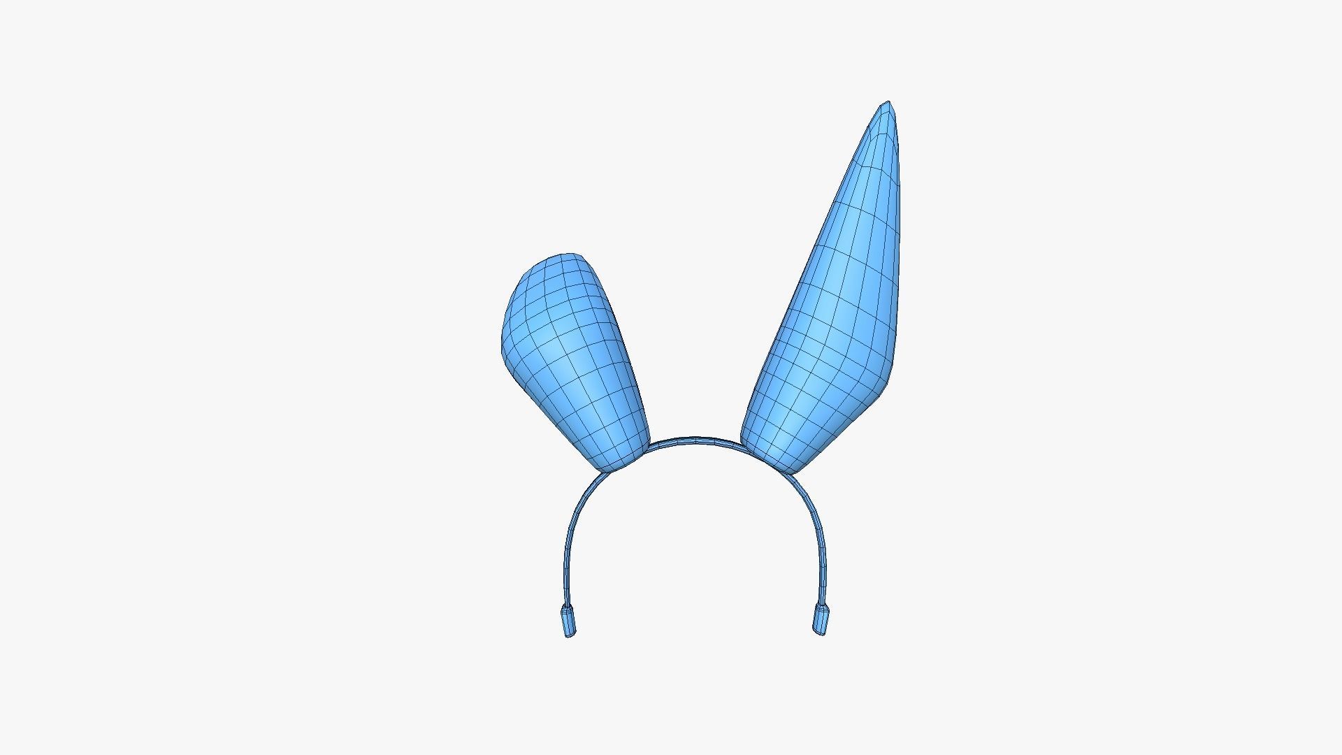 Furry Ears Tiara G03 Blue - Headband Character Design Low-poly 3D model_16