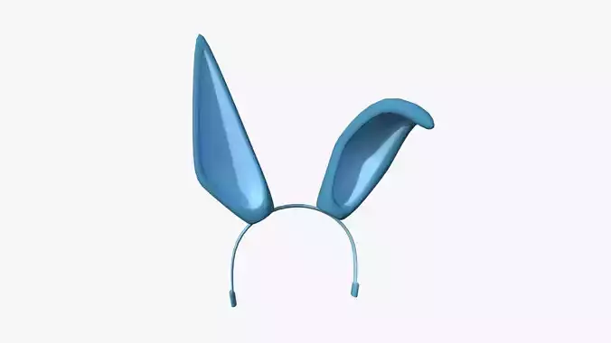 Furry Ears Tiara G03 Blue - Headband Character Design Low-poly 3D model