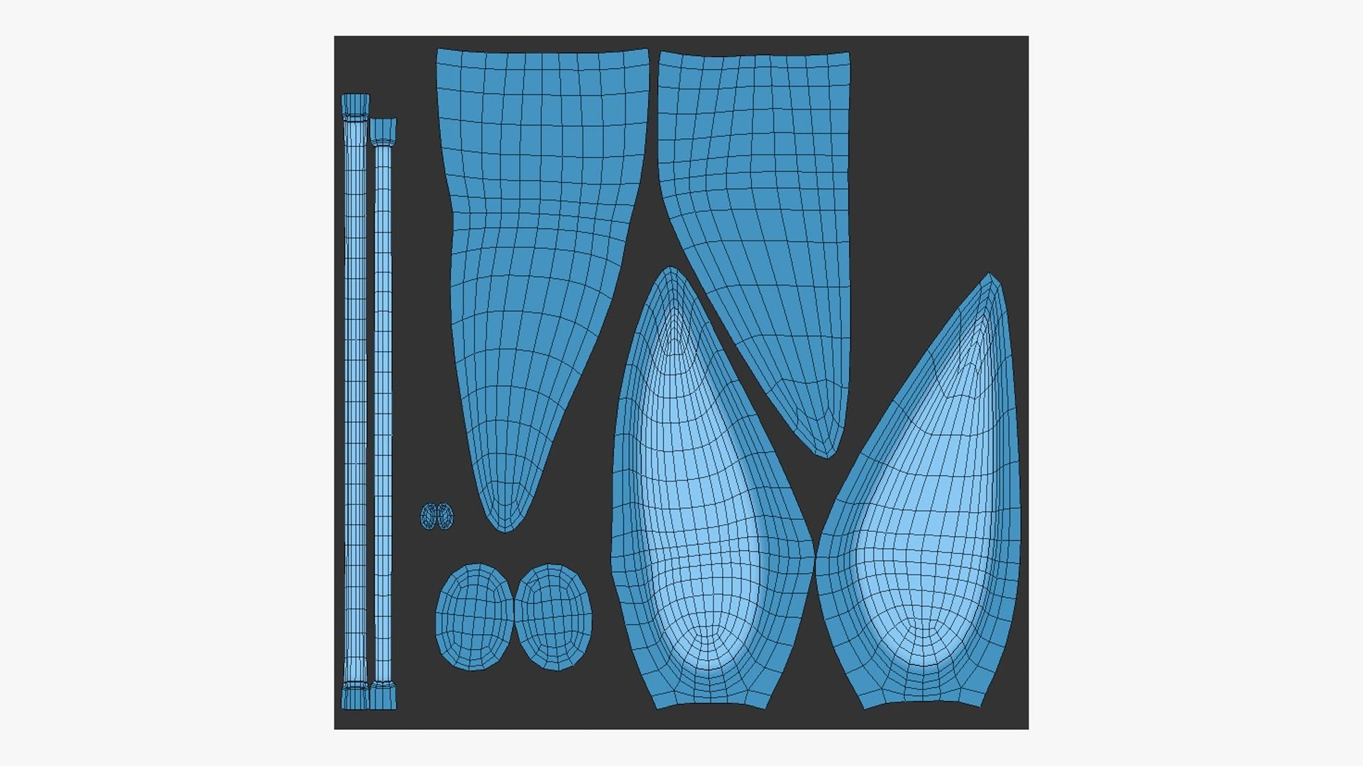 Furry Ears Tiara G03 Blue - Headband Character Design Low-poly 3D model_5