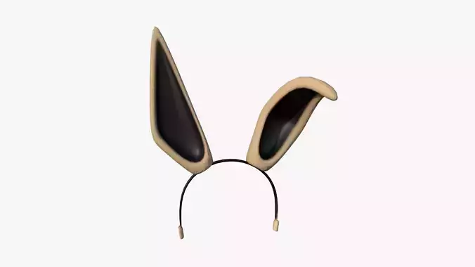 Furry Ears Tiara G04 Beige - Headband Character Design Low-poly 3D model