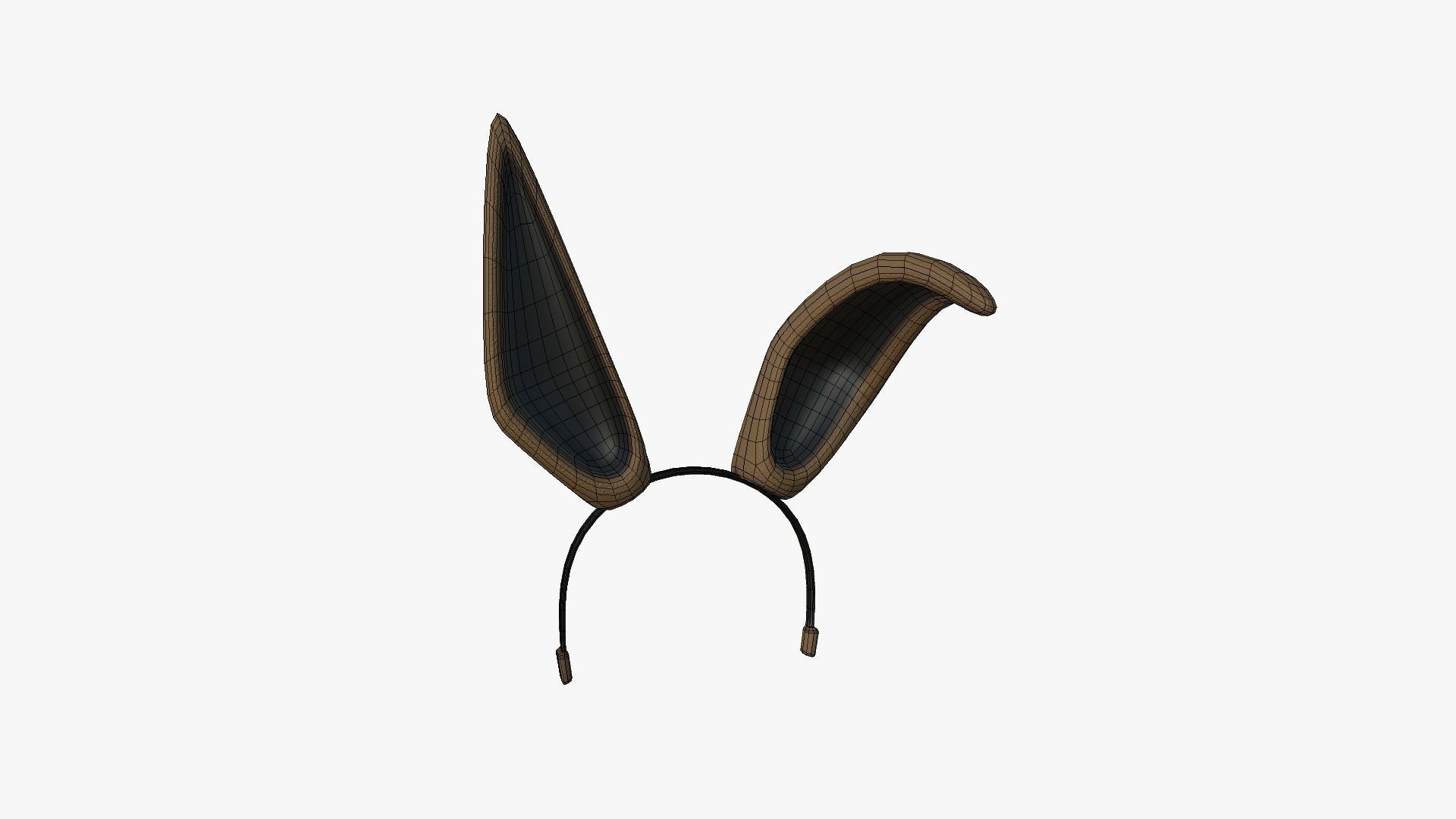 Furry Ears Tiara G05 Brown - Headband Character Design Low-poly 3D model_6