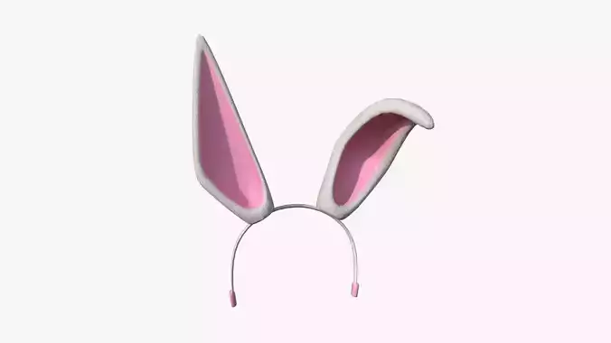 Furry Ears Tiara G06 White - Headband Character Design Low-poly 3D model